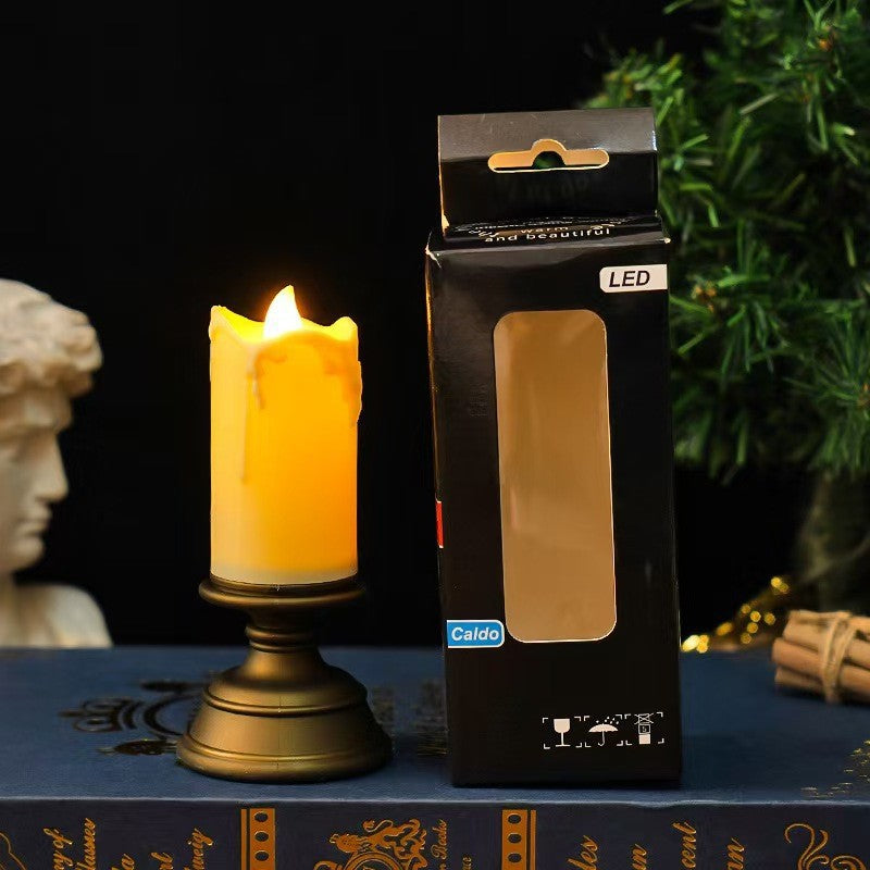 LED candle with drip effect in vintage style