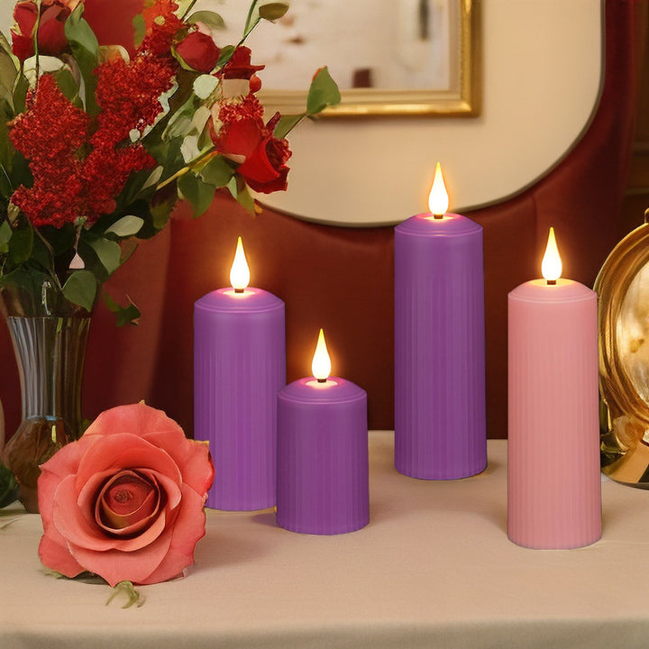 LED stump candles with remote control and timer