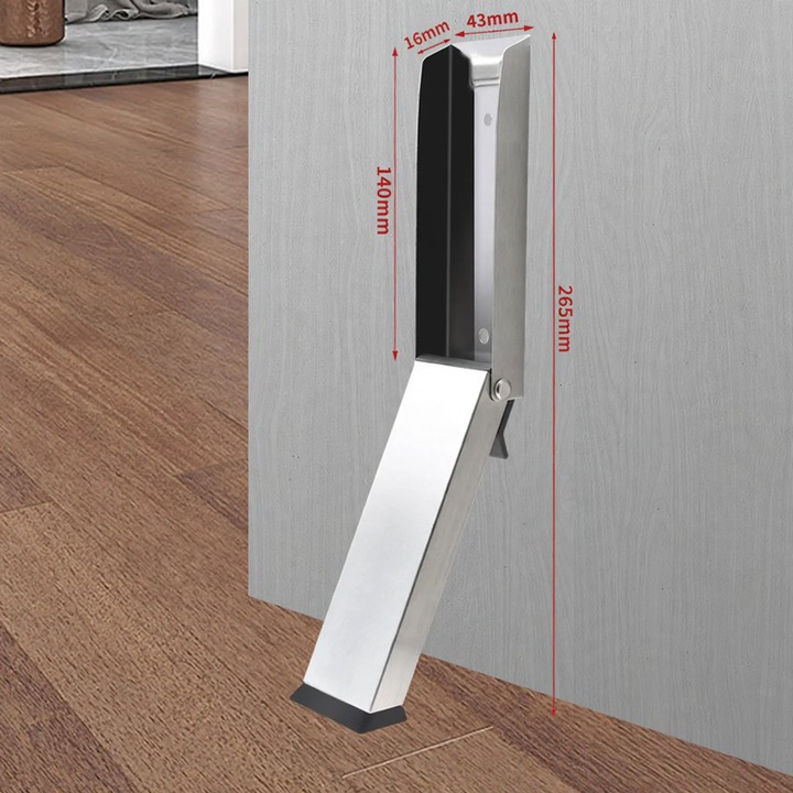 Stainless steel door stopper with foot operation, magnetic