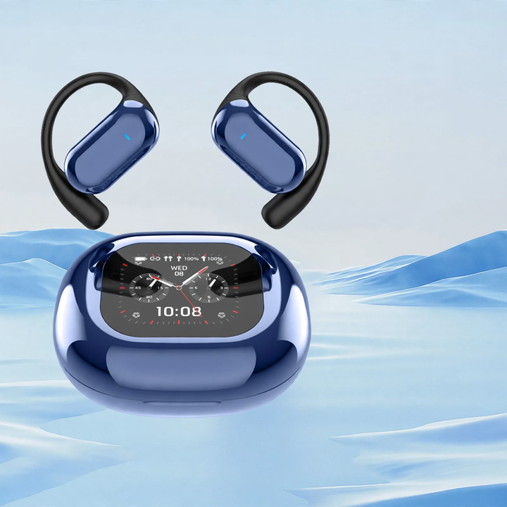 Open sport headphones with LCD display
