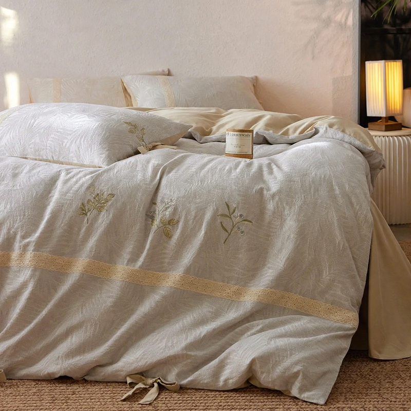 Cotton-linen bedding, 4-piece, embroidery