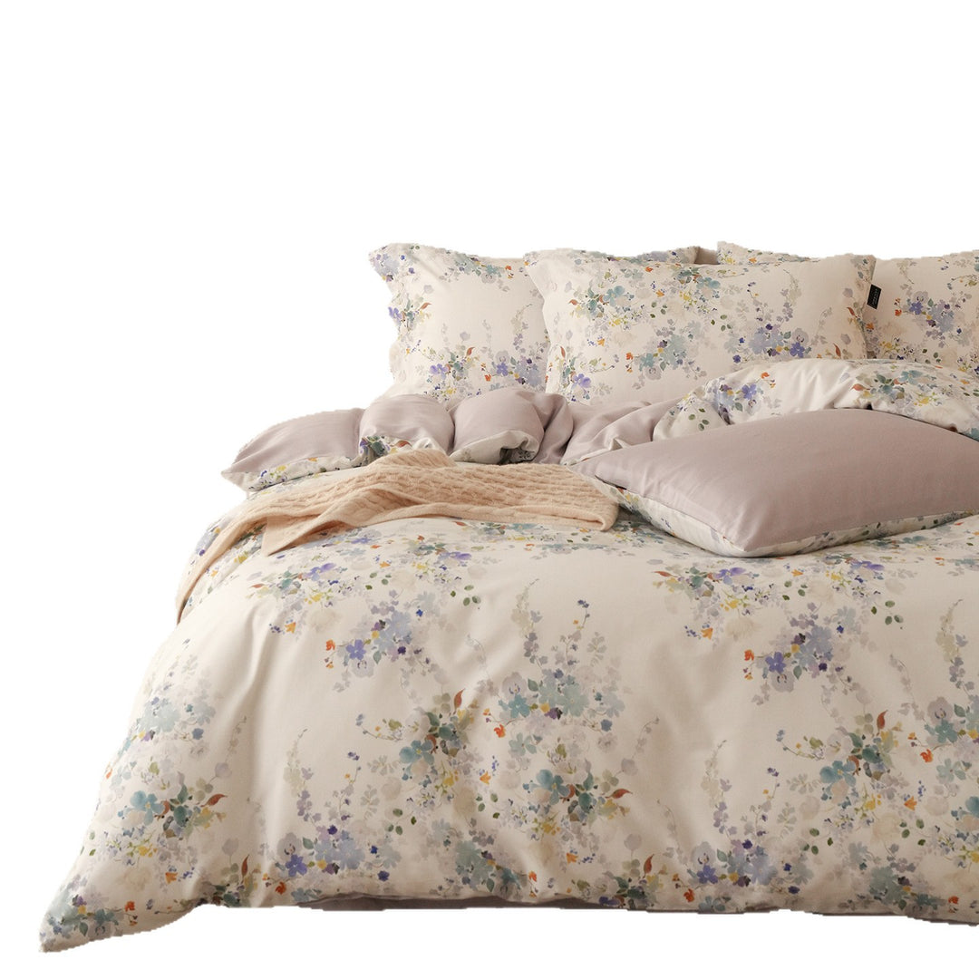 Fleece bedding set, 4-piece, autumn/winter, floral pattern