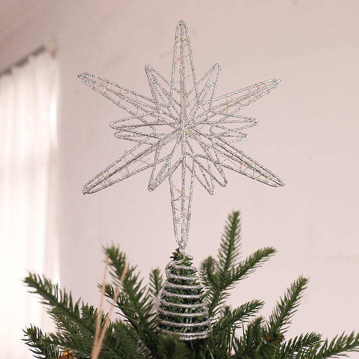 Christmas tree topper star made of iron and fabric