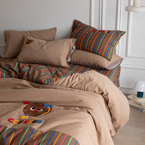 Cotton bedding set, cartoon pattern, 4-piece