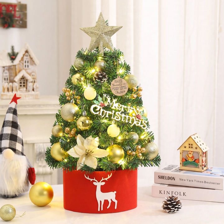 Mini Christmas tree with decoration, 45/60 cm, PVC