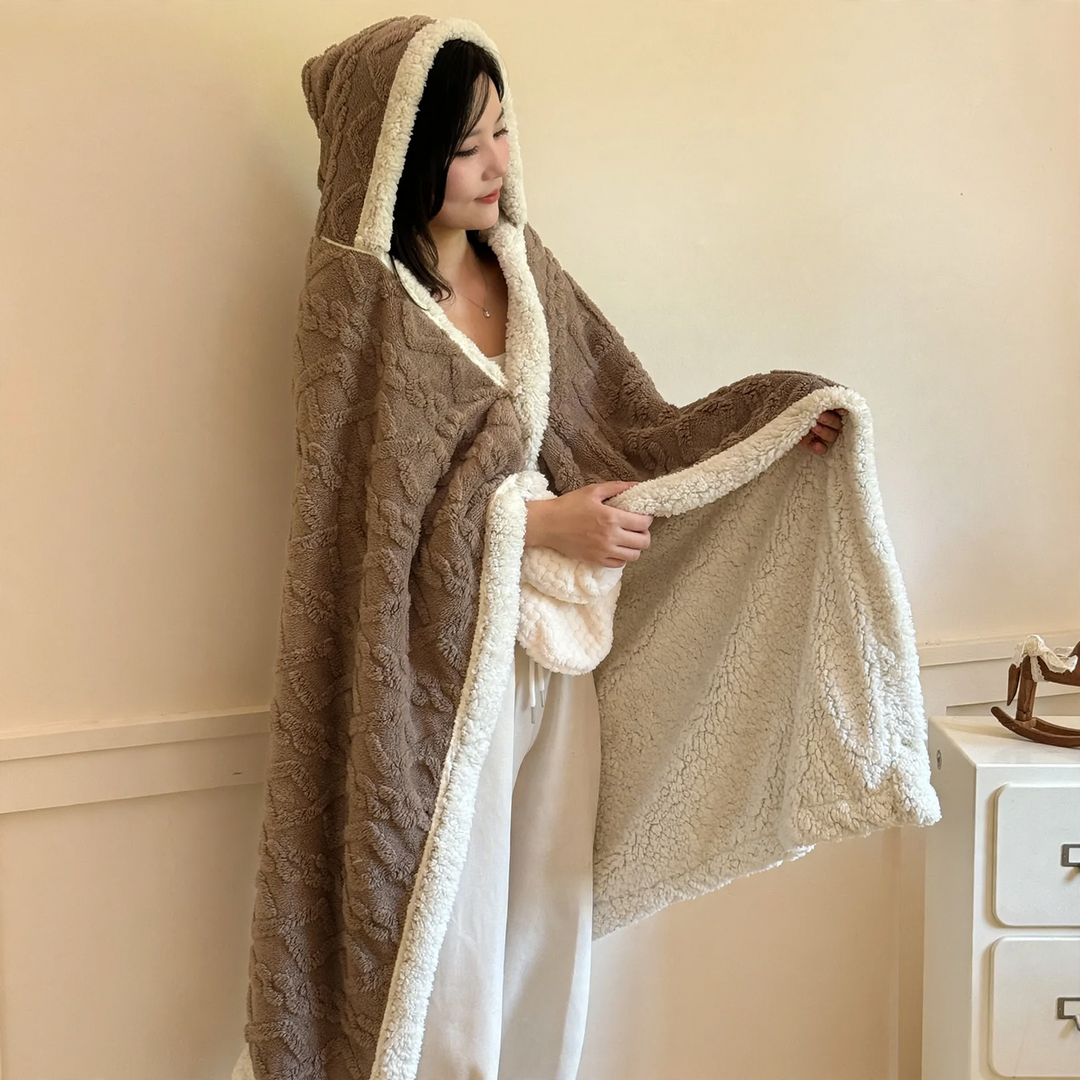 Hooded blanket made of coral fleece