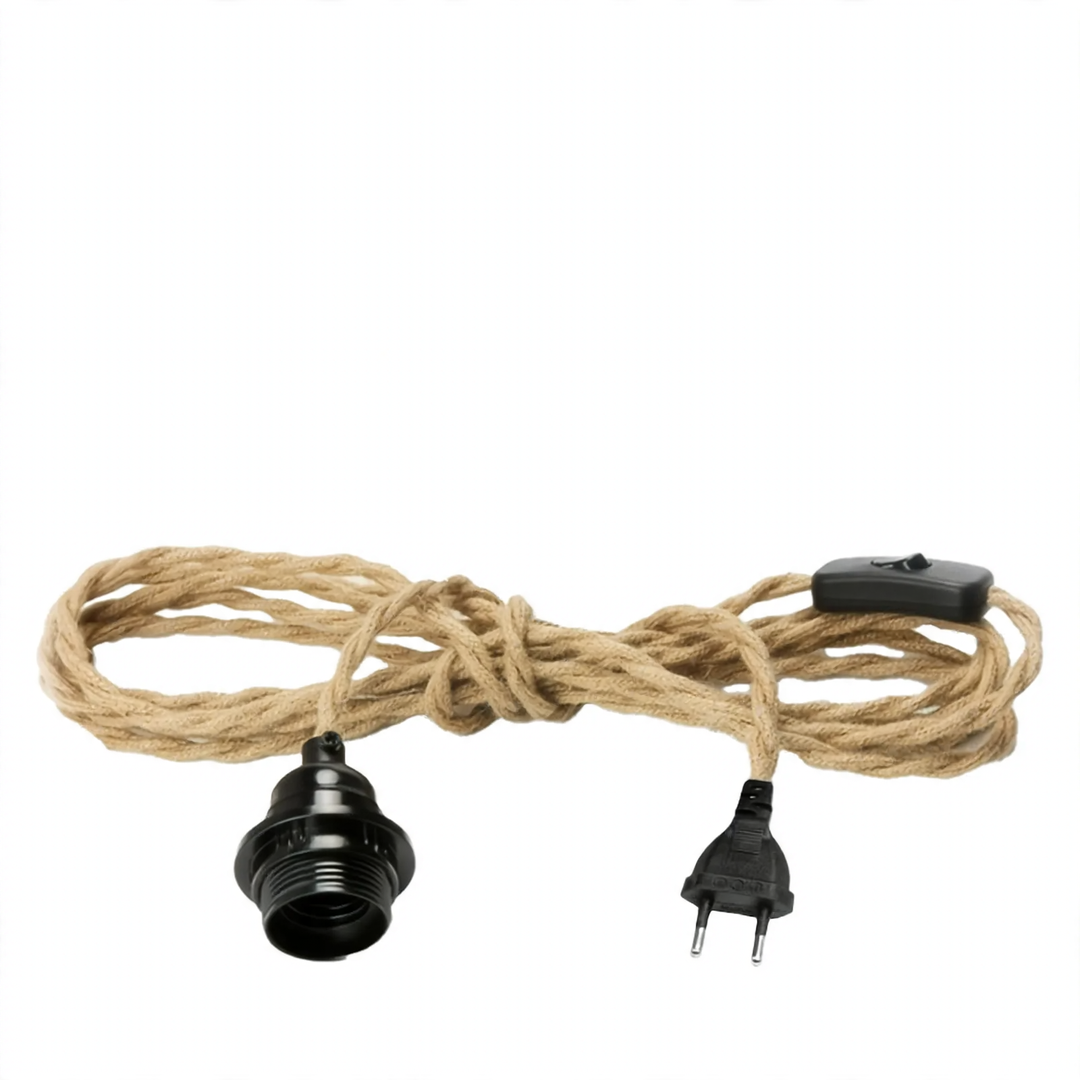 Industrial pendant light with hemp rope