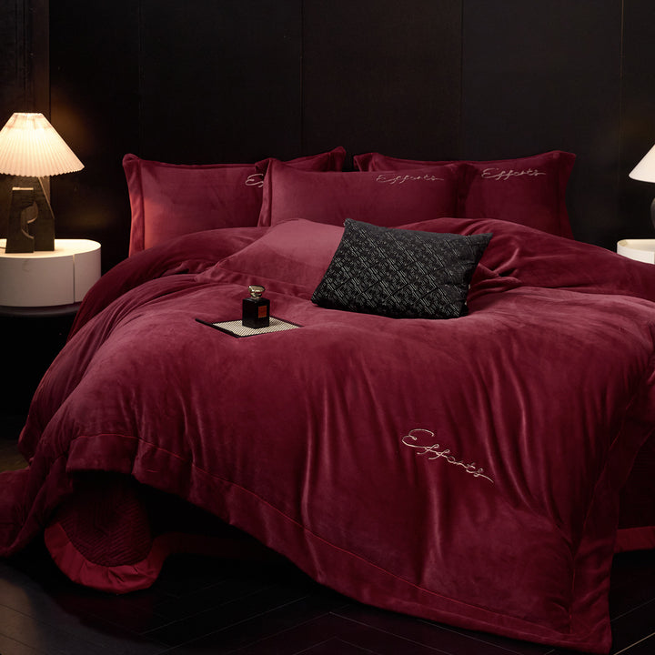 Heavy Milk Fiber Fleece Bedding Set, Solid Color