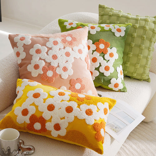 Decorative pillow with floral pattern, cotton