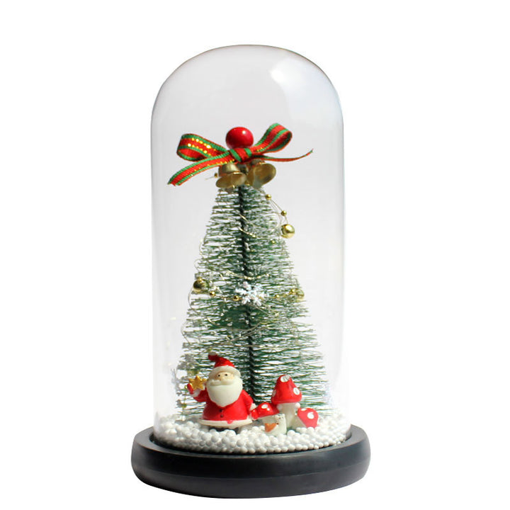 LED Christmas tree in glass dome with lighting