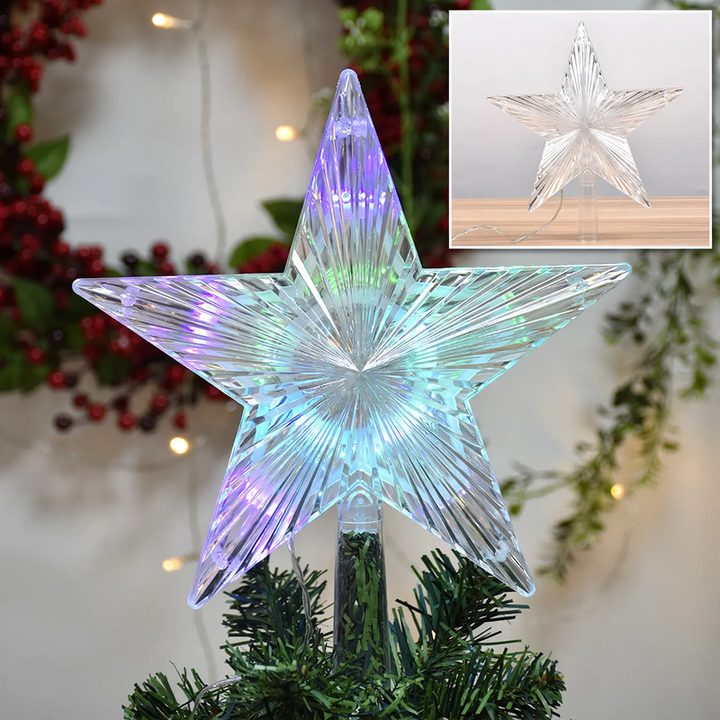 Transparent LED Christmas tree topper star made of acrylic