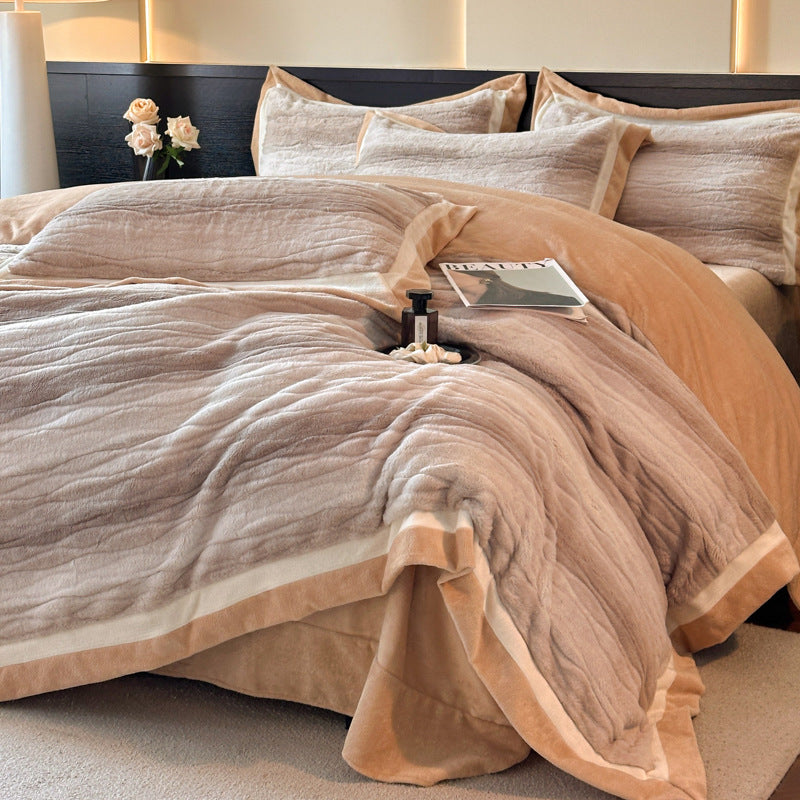 Milk fiber bedding set, 4-piece, geometric pattern