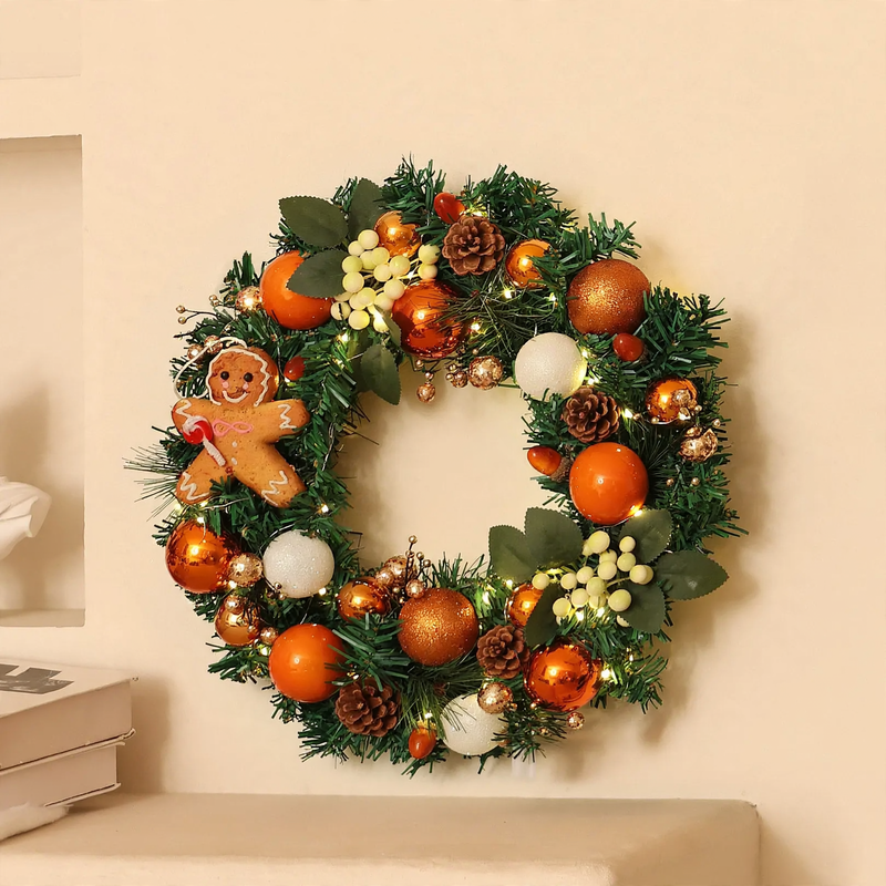 Decorative Christmas wreath made of silk flowers
