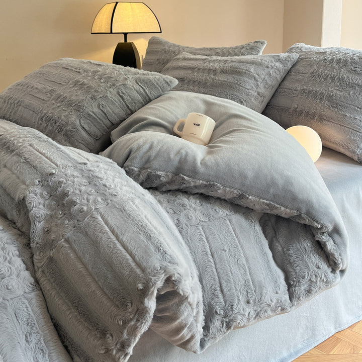Milk fiber fleece duvet cover set, extra warm