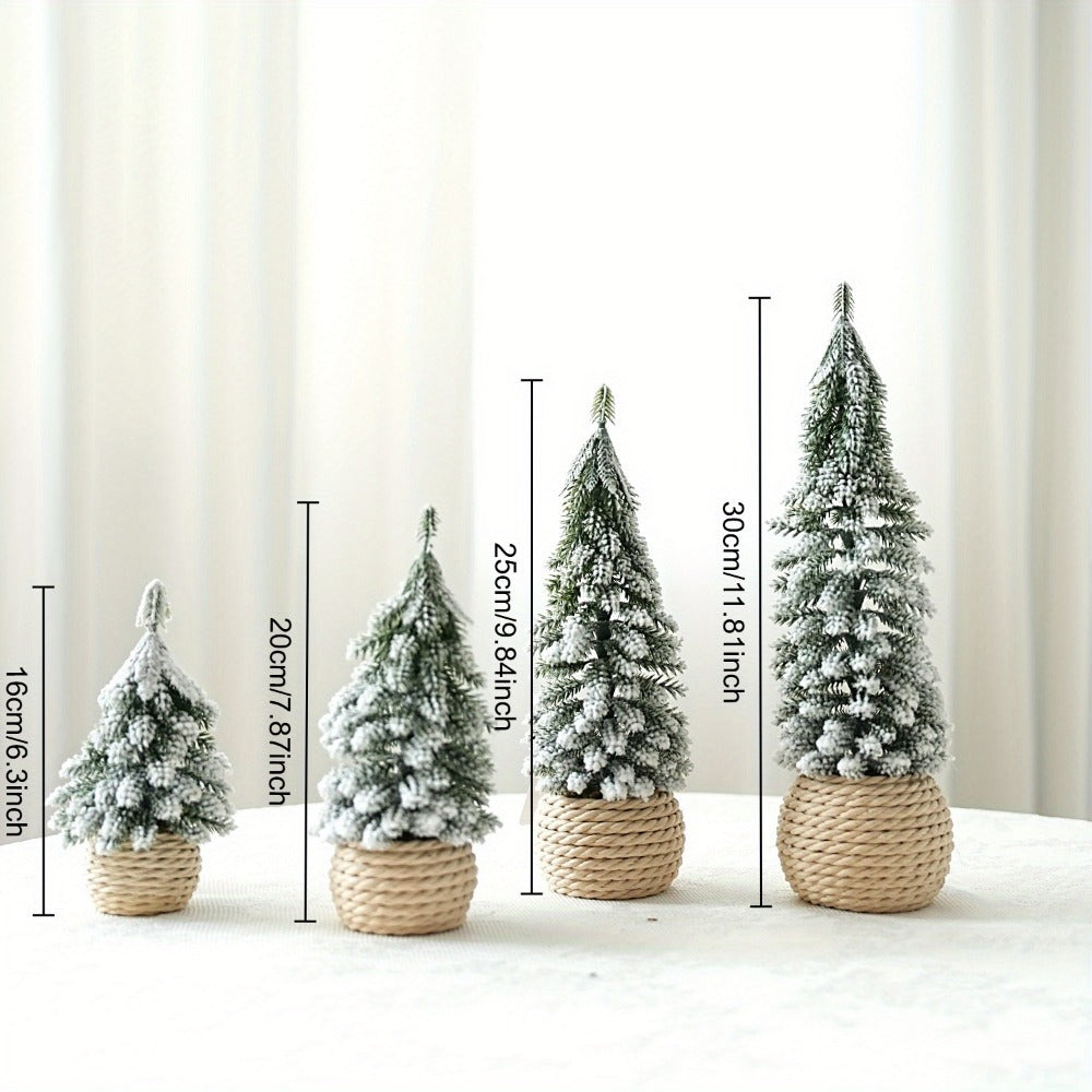 Mini Christmas tree with flocking, PE, table decoration