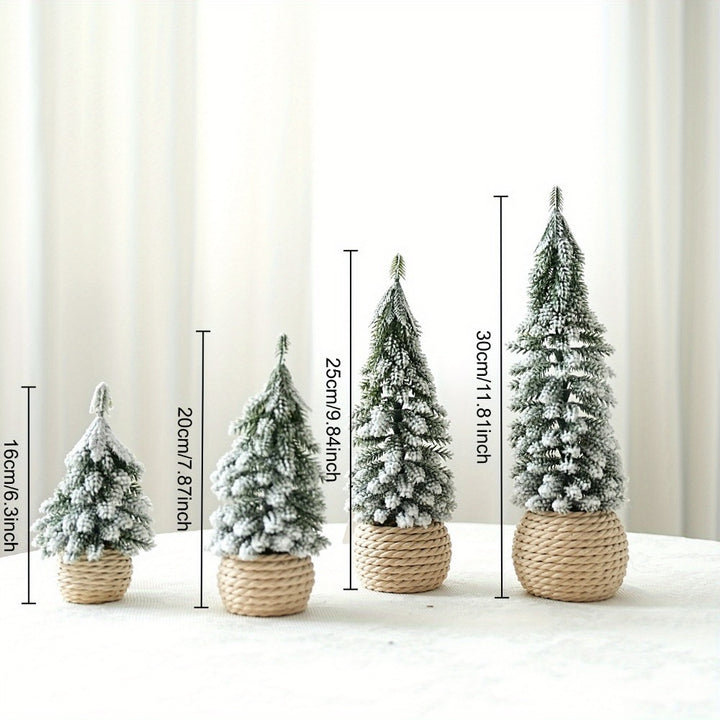 Mini Christmas tree with flocking, PE, table decoration
