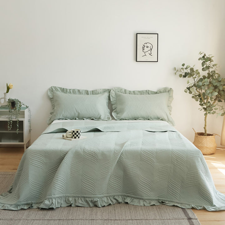 Cotton bedspread, 3-piece, quilted