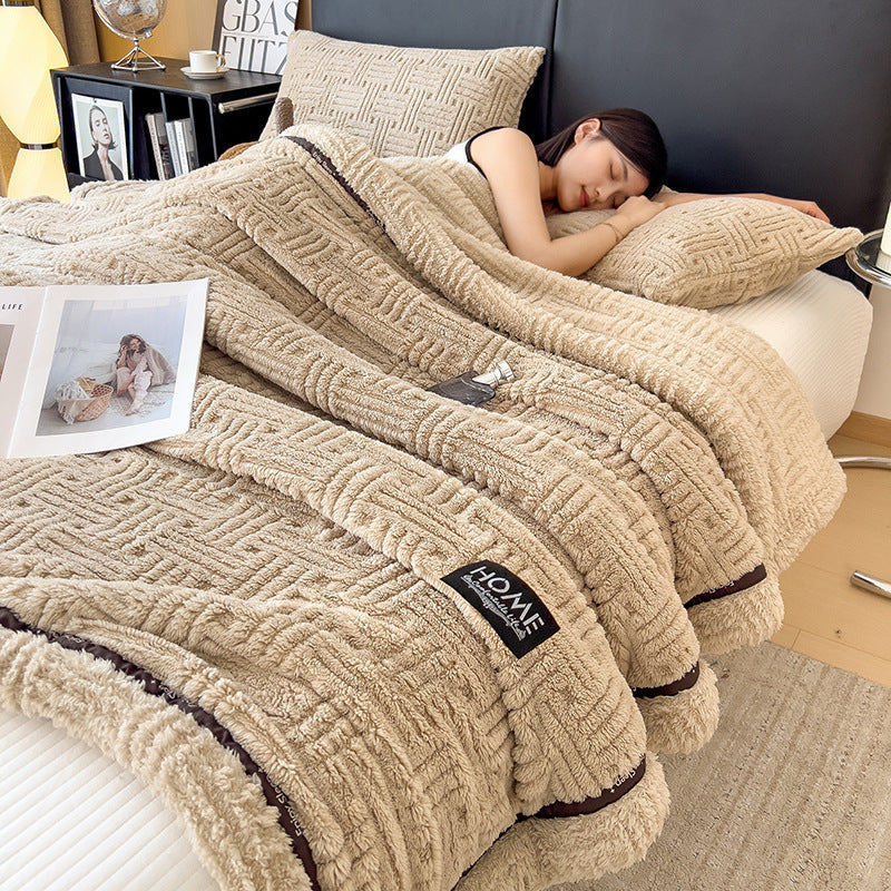 Warm Coral Fleece Blanket for Home and Office
