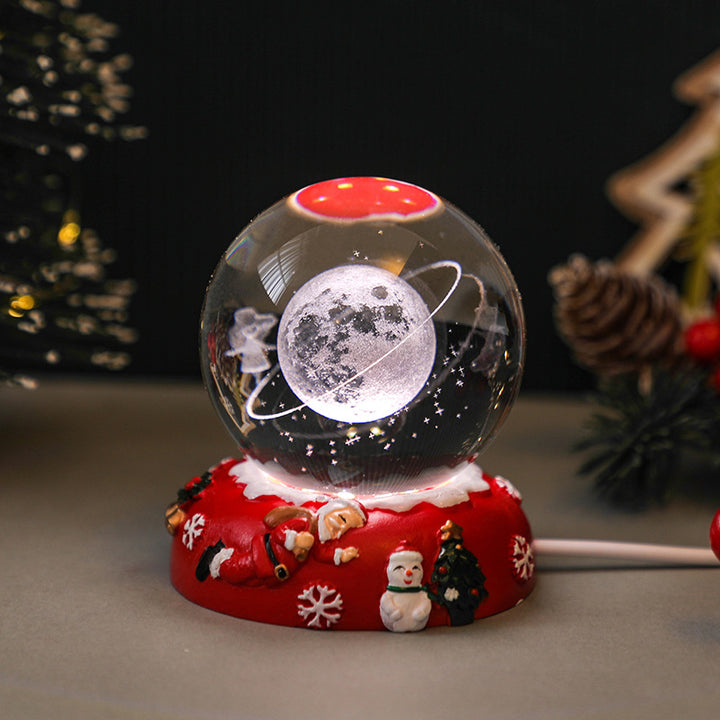 3D Crystal Ball with Engraving and Light Base