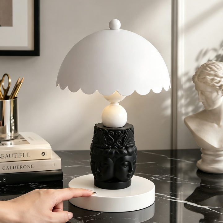 Faceted Buddha Table Lamp, Black-White