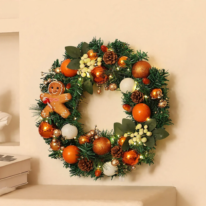 Decorative Christmas wreath made of silk flowers