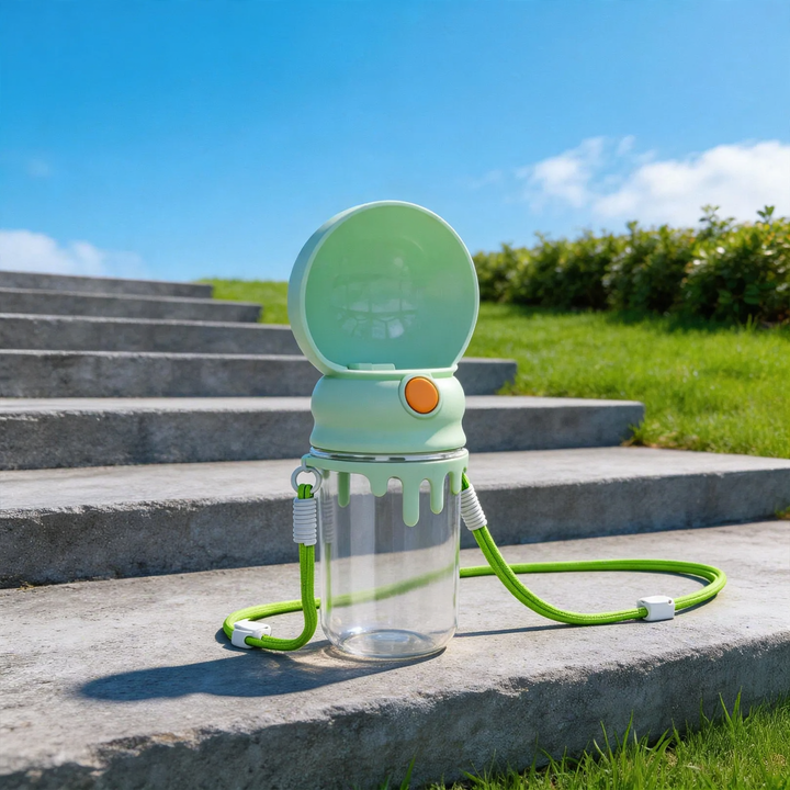 Portable water bottle for pets with pressure valve