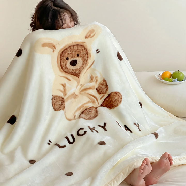Wool blanket made of raschel, double-layered, usable on both sides