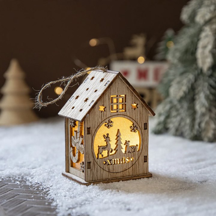 Decorative LED wooden cabin for Christmas atmosphere