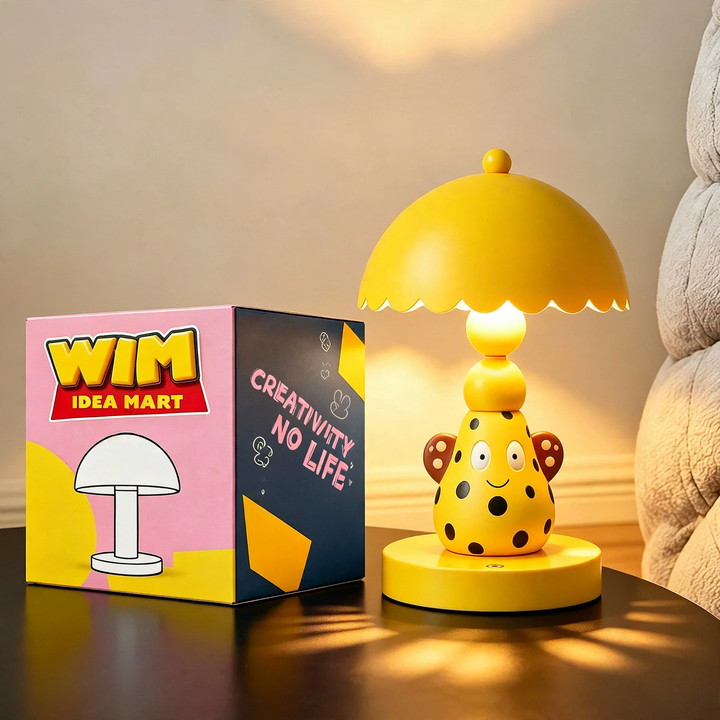 Colorful pear table lamp with polka dot pattern