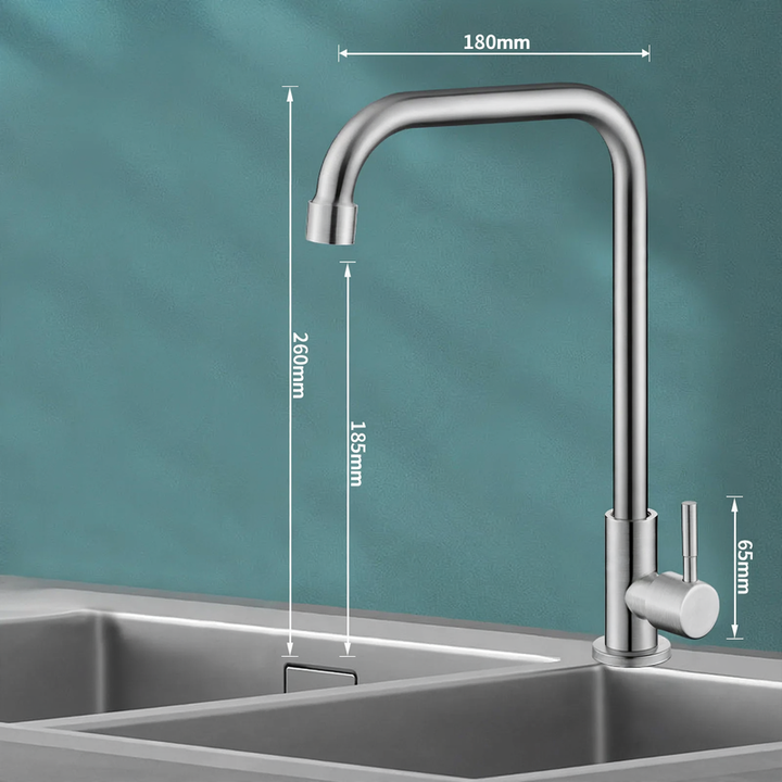 Stainless steel kitchen faucet, mixing or cold water