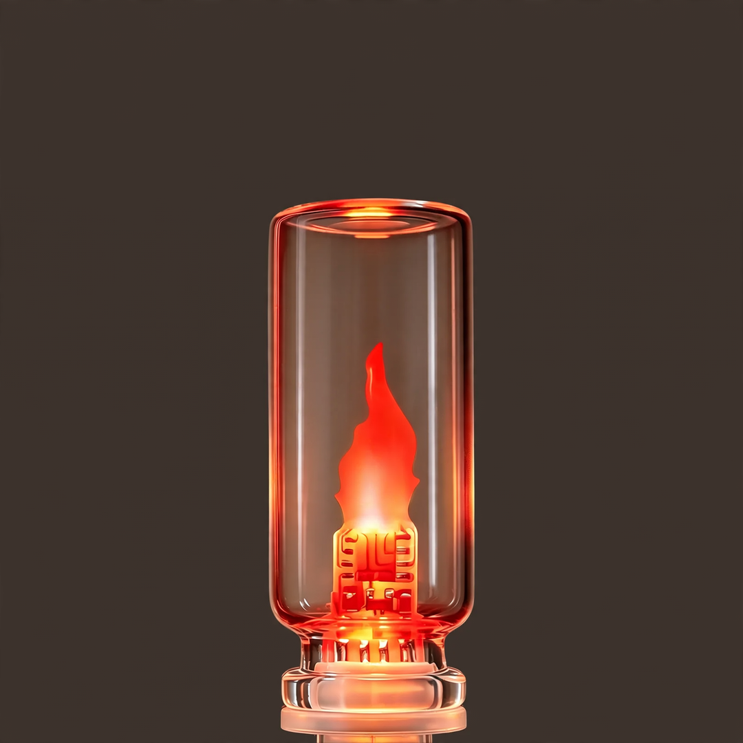LED flame light, USB connection, glass and ABS