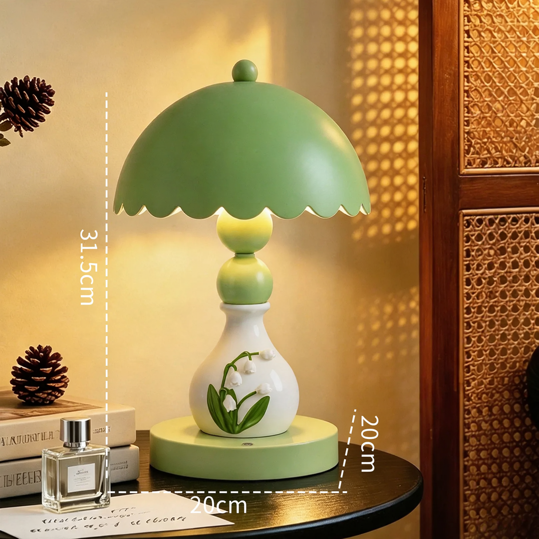 Lily of the Valley table lamp, French bas-relief design