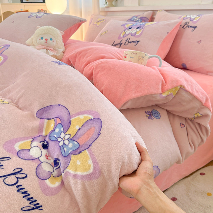 Milk fiber fleece bedding set, various designs
