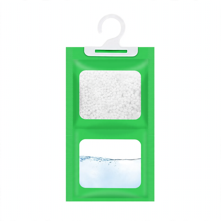 Hanging dehumidifier bag for wardrobes