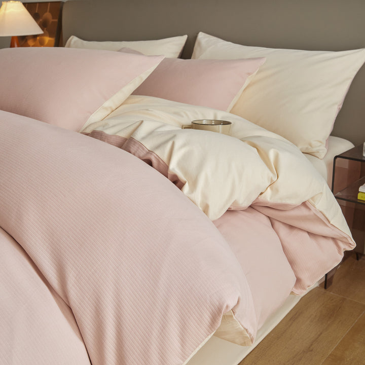 Cotton bedding set, brushed with jacquard structure