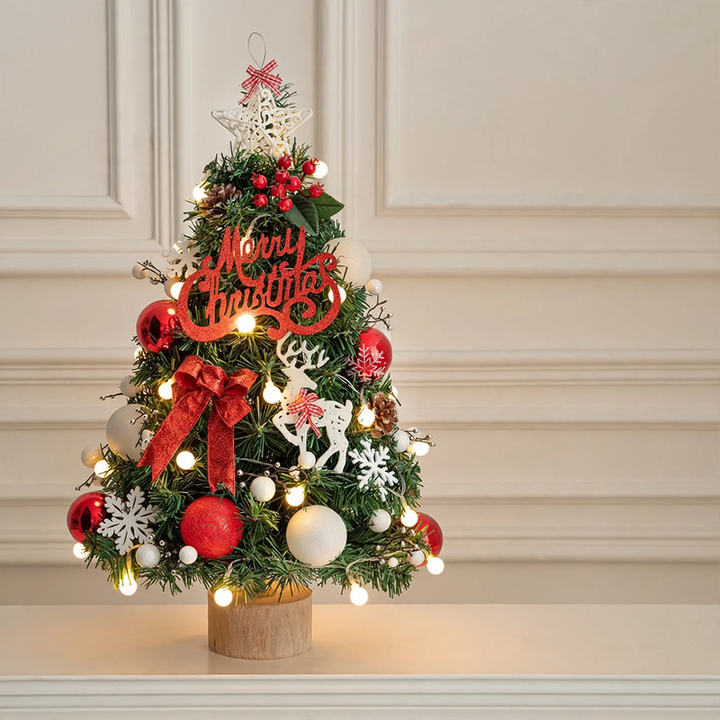 Decorative table Christmas tree with wooden stand