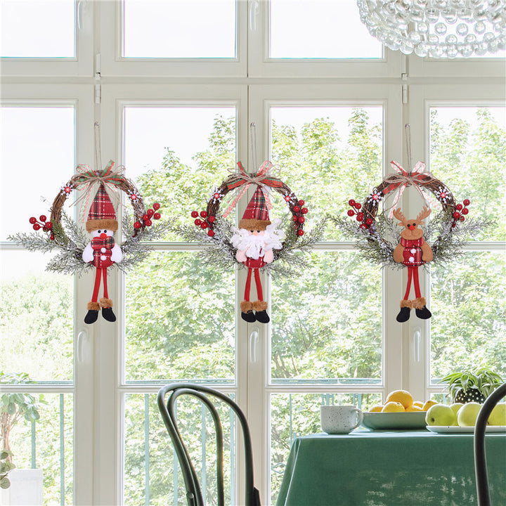 Christmas wreath with cartoon figure and branch look