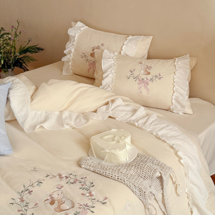Cotton bedding 4-piece, double-layer gauze fabric