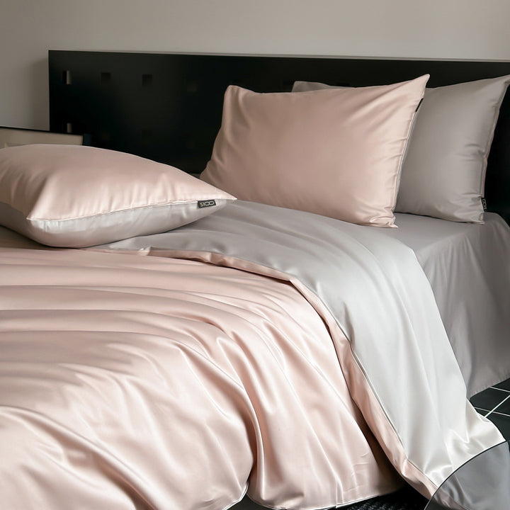 Cotton bed linen set, plain, satin weave