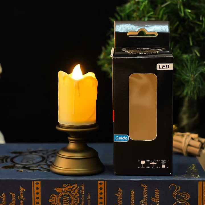 LED candle with drip effect in vintage style