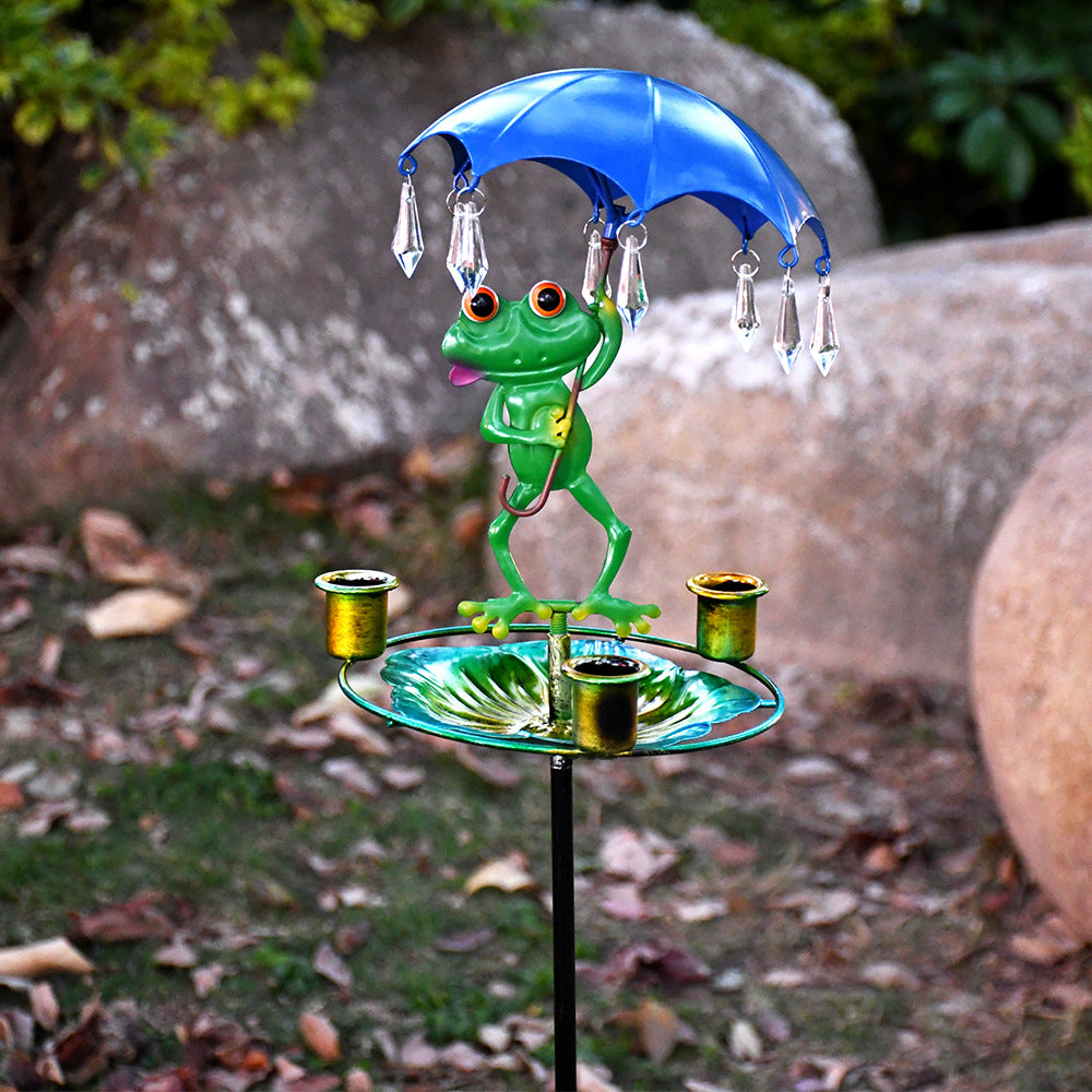 Decorative frog birdbath made of iron for hanging