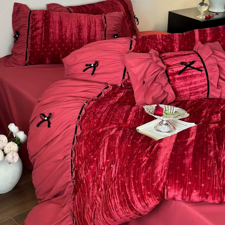 French velvet bedding set, brushed, 4-piece