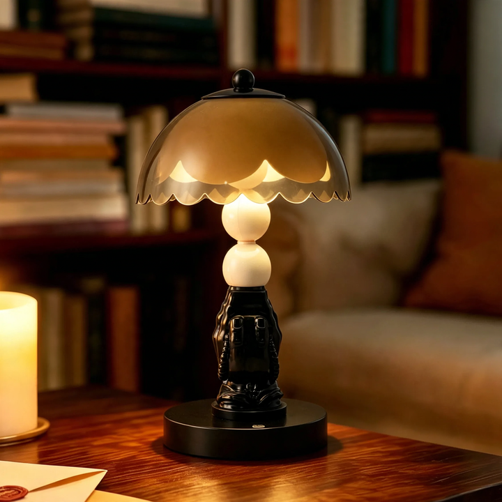 Nightstand lamp with hands motif, modern
