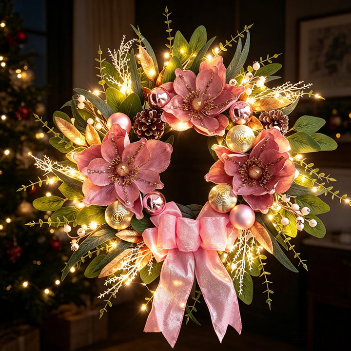 Christmas wreath in pink, 60 cm