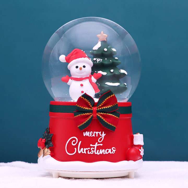 Christmas music box with light and snow globe