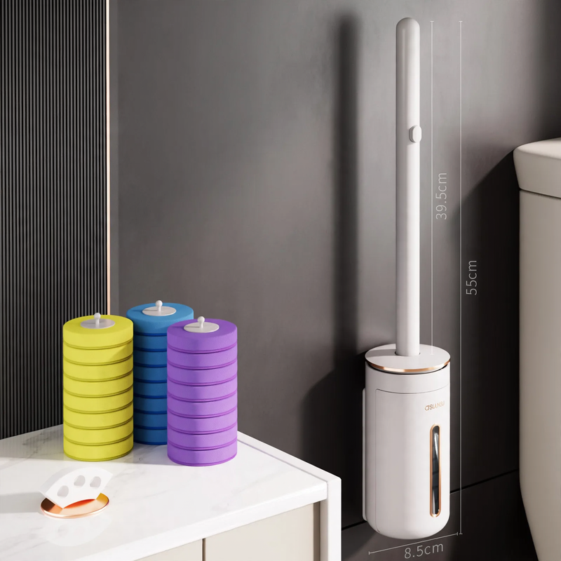 Toilet brush with interchangeable brush heads