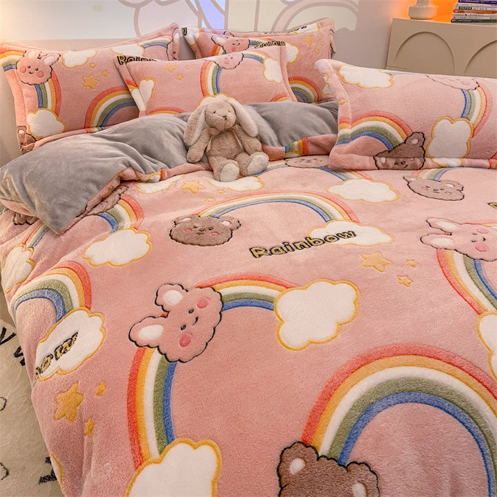 Duvet cover with fleece lining, cartoon design