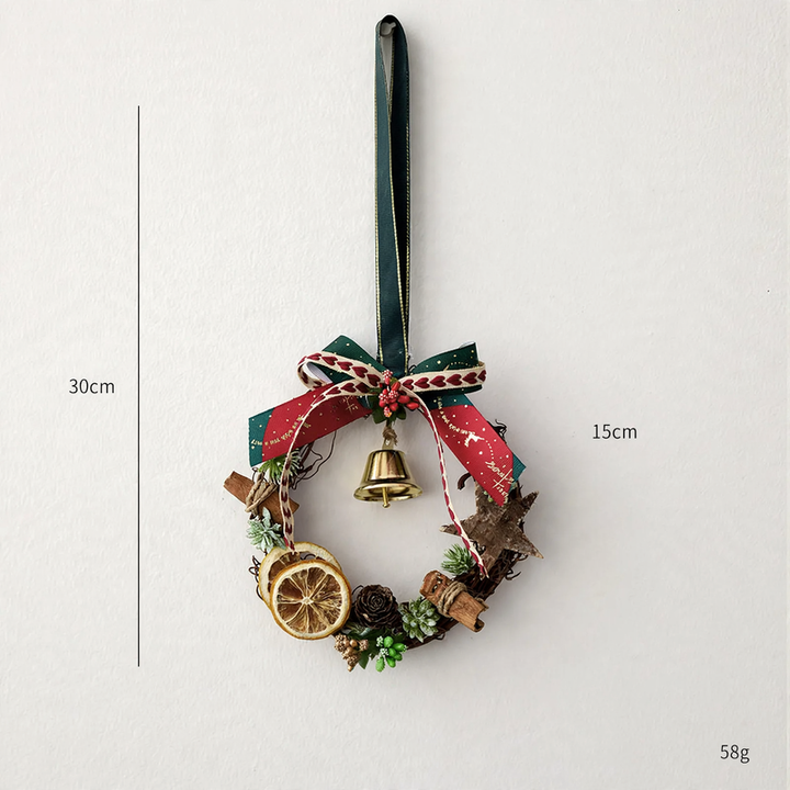 Mini Christmas wreath with pine cones and bells