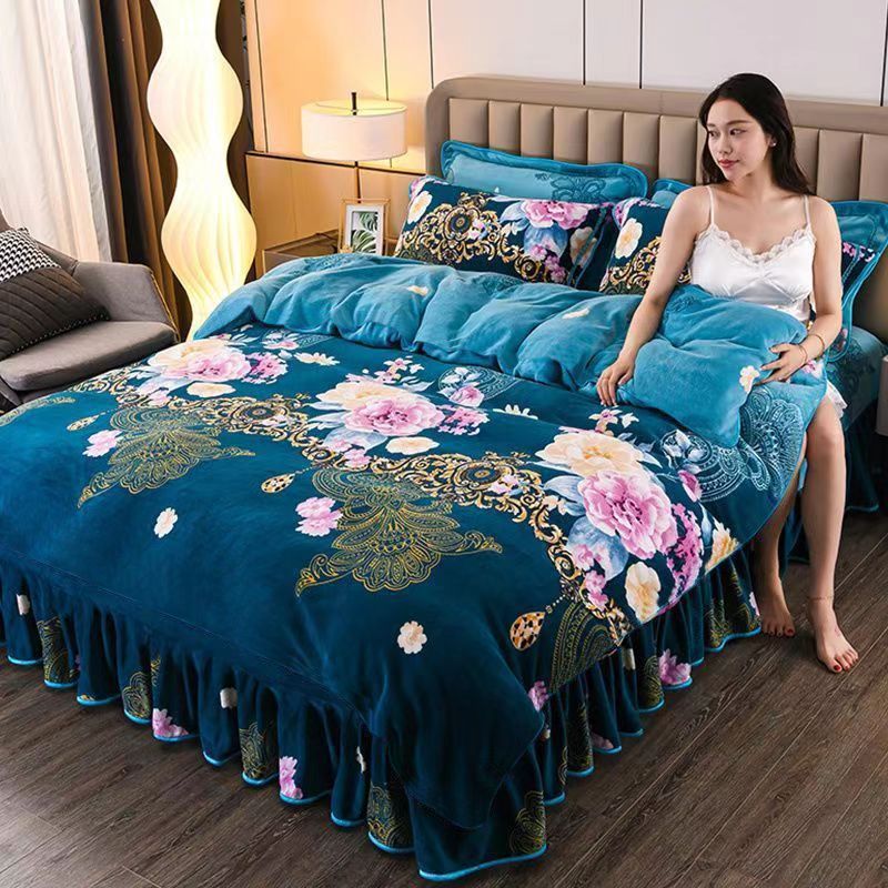 Duvet cover, milk fiber, double-sided, floral pattern