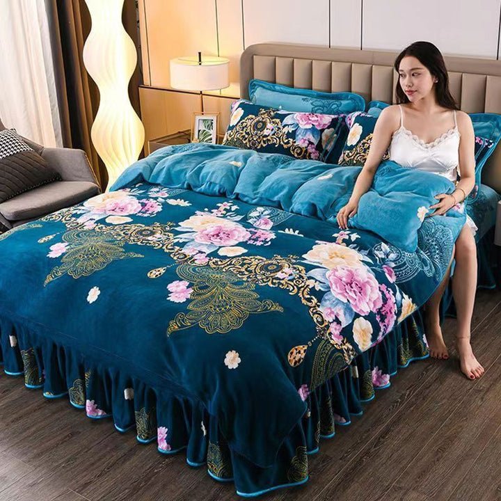 Duvet cover, milk fiber, double-sided, floral pattern